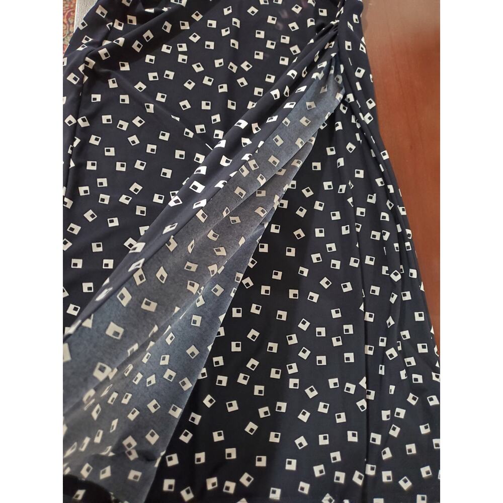 Lauren Ralph Lauren Faux Wrap Stretch Ruched Midi Dress Size 10 Navy Blue Square - Picture 7 of 12